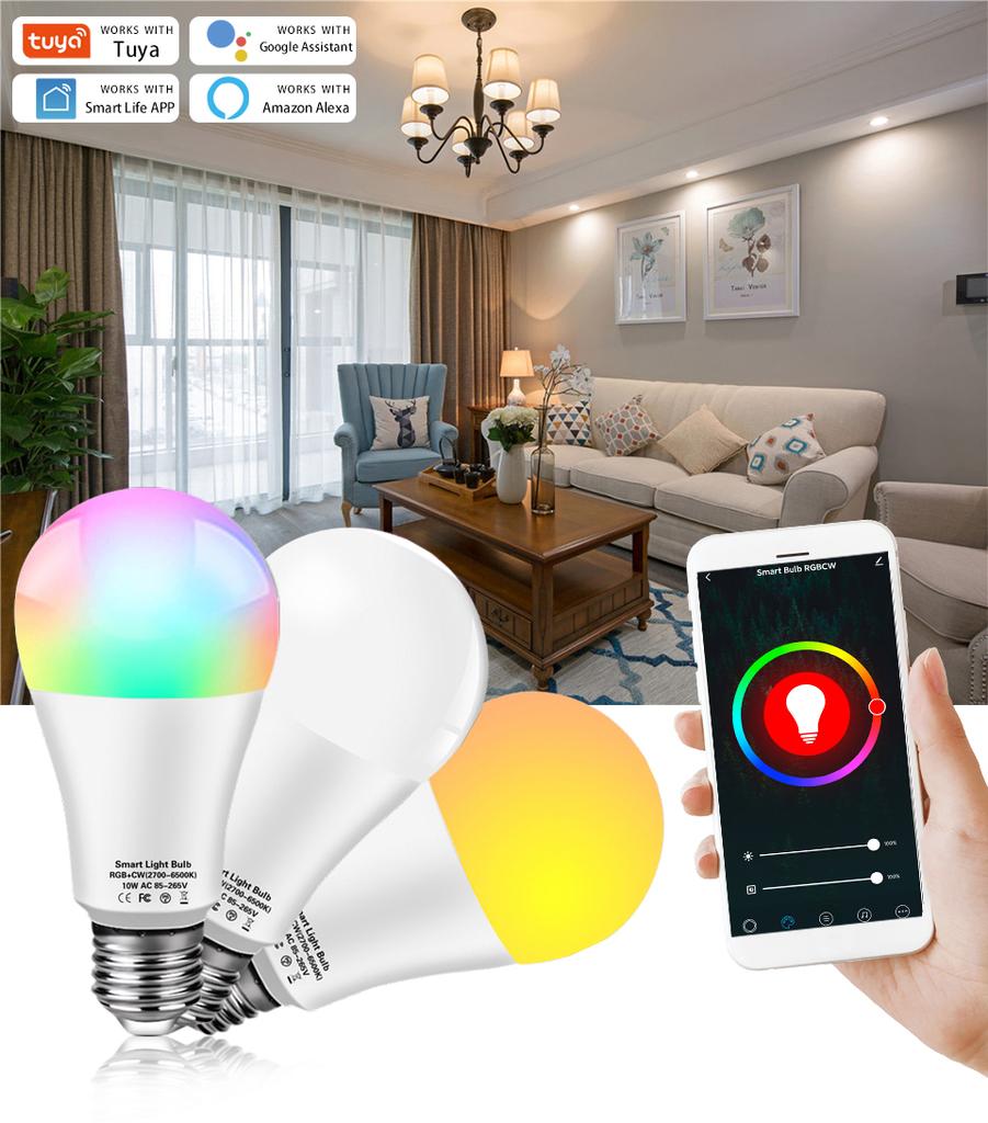 85-265V E27 12W 15W 18W Tuya WiFi Smart LED Light Bulbs Alexa Lamp Smart Life APP Control Works with Google Home Assistant