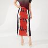 Pleated Print Midi Skirt 2024: High-End Temperament with Back Slit, Versatile Bodycon Design for Women
