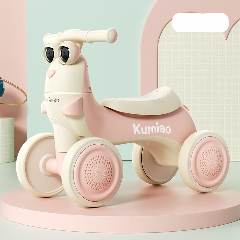 Четырехколесный детский самокат Мультяшный пингвин Беговел для детей 1-3 лет Обучение катанию Детский самокат с музыкой и светодиодной подсветкой