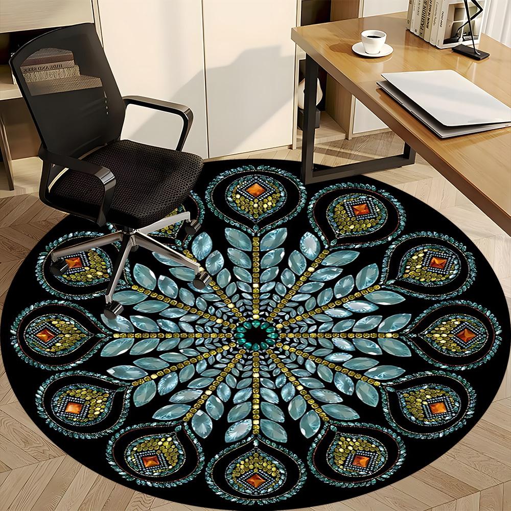 1PC Crystal Mandala Chair Carpet for Office Non-Slip, Lightweight, Machine Washable Rug for Office, Sleeping, Room - Holiday DecorPolyester