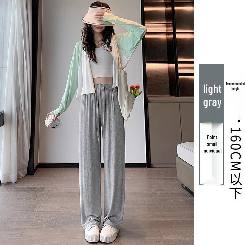 

Женские XS Petite 145 Серые С высокой талией Широкие от бедра Длина в пол Драпировка Кулиска Летние спортивные брюки S (80-95 jin)