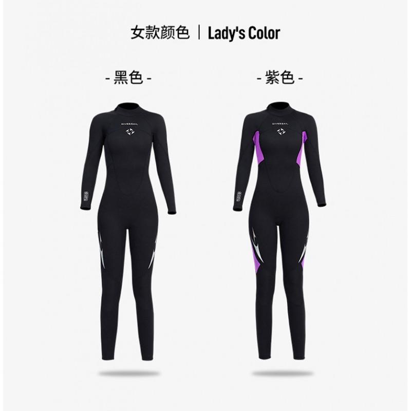 3MM Diving Suit Women's One-piece Long-sleeved Cold-proof Men's Snorkeling Surfing Swimming Warm Wet