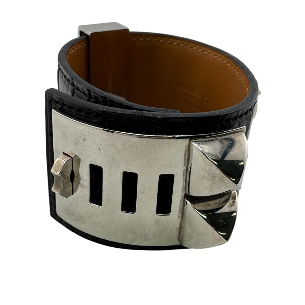 HERMES alligator alligator Cory Edssian bracelet black alligator Used