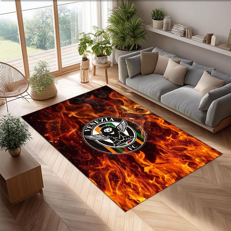 Venezia FC Football Print Crystal Velvet Rug, Comfortable Water Absorbent Non Slip Indoor Floor Carpet