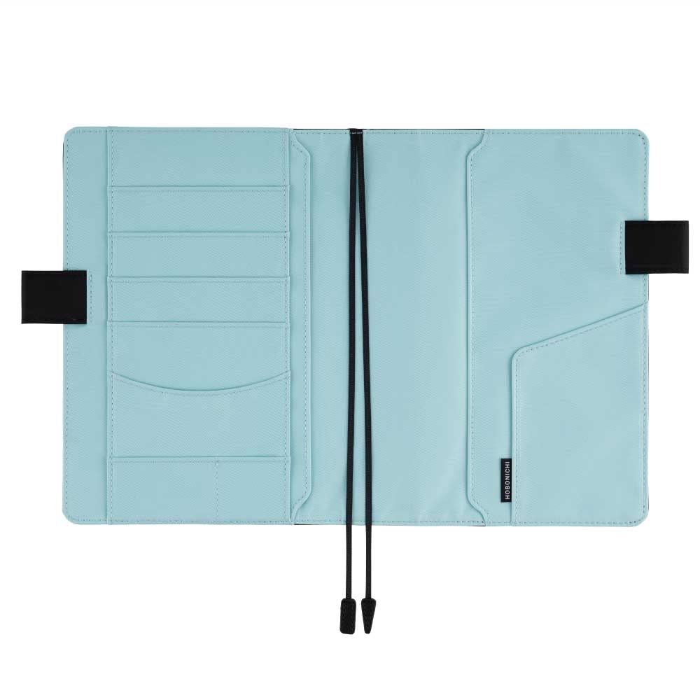 Hobonichi Techo Cousin (A5) Notebook Cover, Colors/Black x Clear Blue