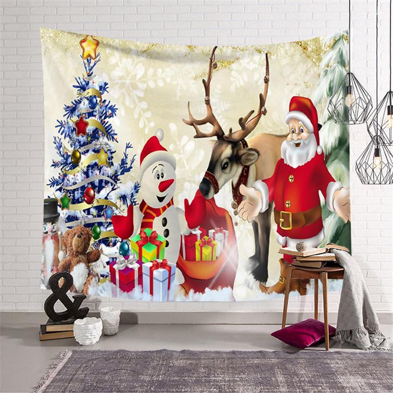 75X58cm Frohe Weihnachten Tapisserie Cartoon Santa Claus Gedruckt Wand Hängen Tuch Hintergrund Tuch Hause Dekorative Wand Decke