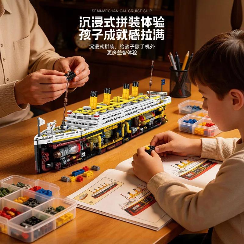 MOC Creative Titanic Semi-Mechanical Building Blocks Model Educational Desktop Decoration Bricks for Adults Gift
