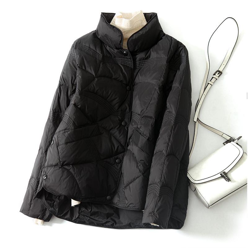 Women's 2026 Petite Winter Down Jacket with Xiangyun Pattern - Lightweight, Fashionable, Warm Outerwear with Stand Collar