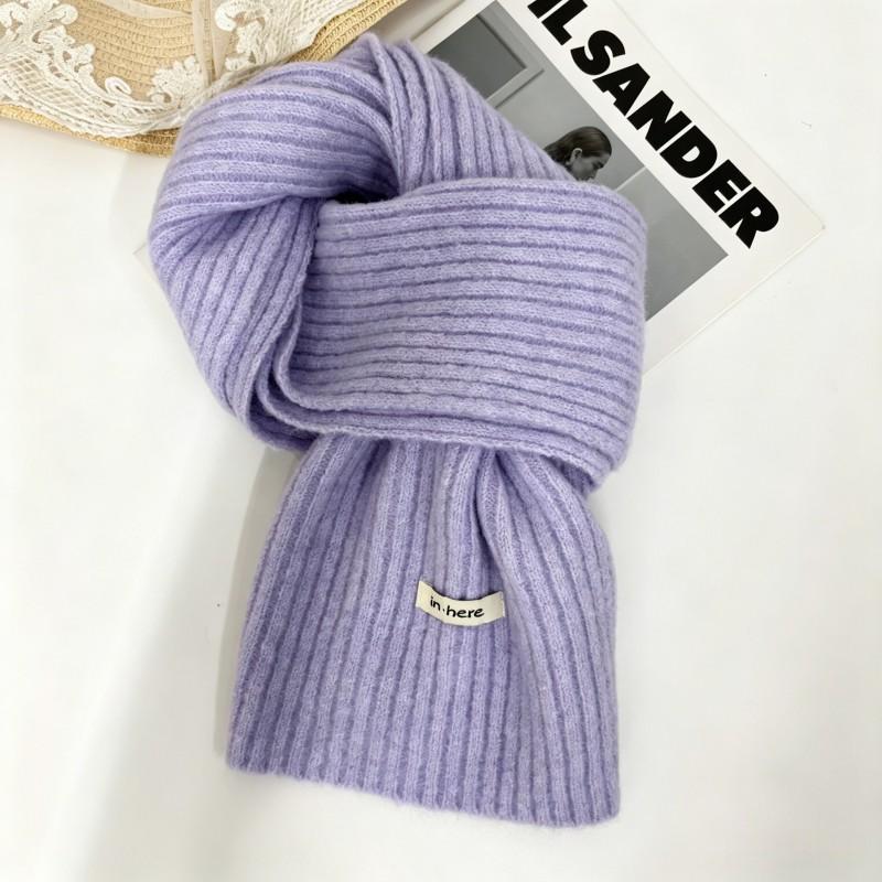Soft Wool Blend Knit Scarf Women Winter Warm Cozy Lightweight Neutral Tone Korean Style Neck Wrap