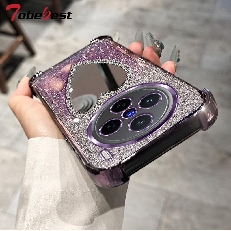 Glitter Shockproof Plating Love Mirror Bracelet Case for Vivo X300 Pro Silicone Cover