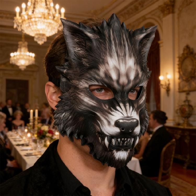 Maschera Animale alla Moda in Poliestere a Mezzo Volto per Cosplay, Halloween e Attività di Role Playing Forniture per Feste Cosplay