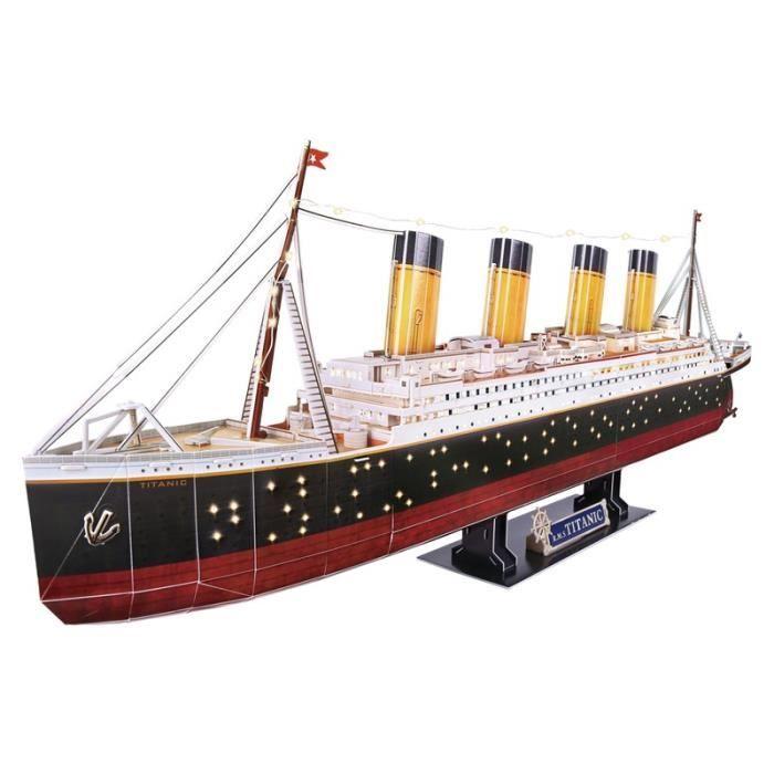Puzzle 3d bateau - maquette titanic a construire avec led, puzzles 3d, maquettes de navires, jeux d'assemblage, 266 pièces, 4h monta