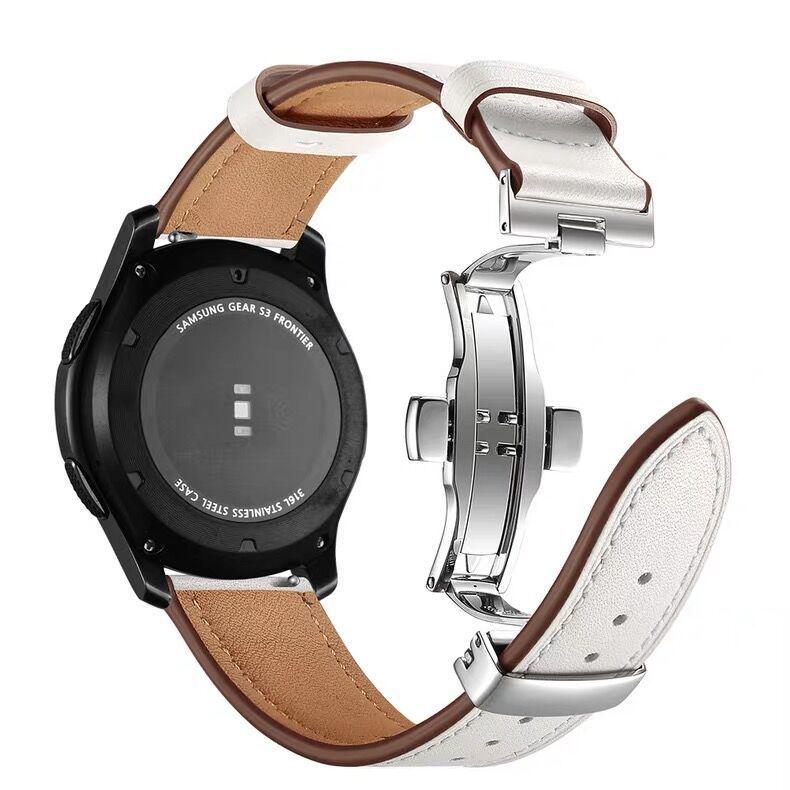 Echtes Leder Armband mit Schmetterlingsverschluss für Samsung/Huawei Uhr - Universell 20mm/22mm
