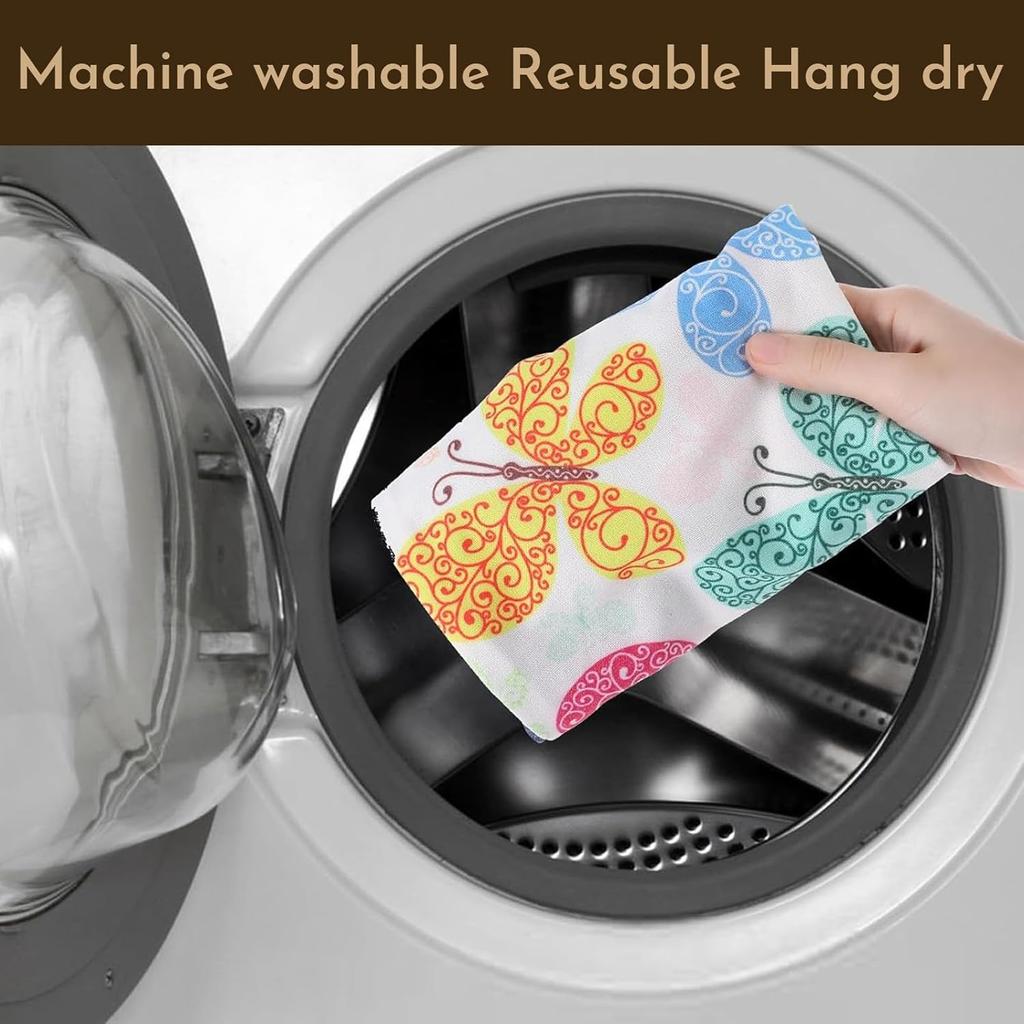 2-Pack Plastic Bag Holder, Wall Mounted Grocery Bag Holder with Multicolor Flower Canvas, Reble Garbage Dispenser for Kitchen,Storage