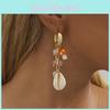 Stylish Stone Natural Shell Mushroom Earrings For Women Street Fashion 2023