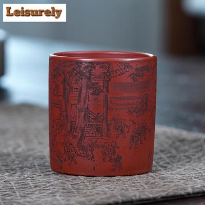 170ml Yixing Zisha Hundred Sons Pattern Teacup Retro Tea Bowl Cup For Tea Tea-tasting Smelling Cup Chazhan Master Cups Drinkware