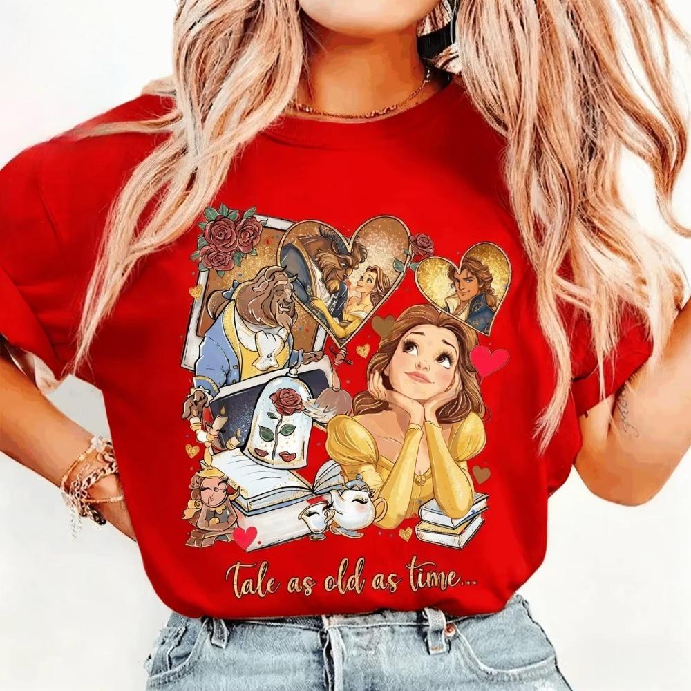 Beauty and The Beast Princess Printed Summer Soft Cotton TShirt Loose Comfortable and Soft Casual Unisex Short Sleeve