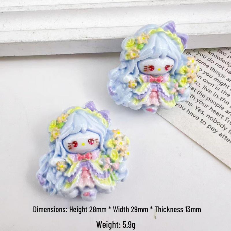 Cartoon Flower Fairy Resin Accessories: DIY Hair Clip & Keychain Trendy Ornament