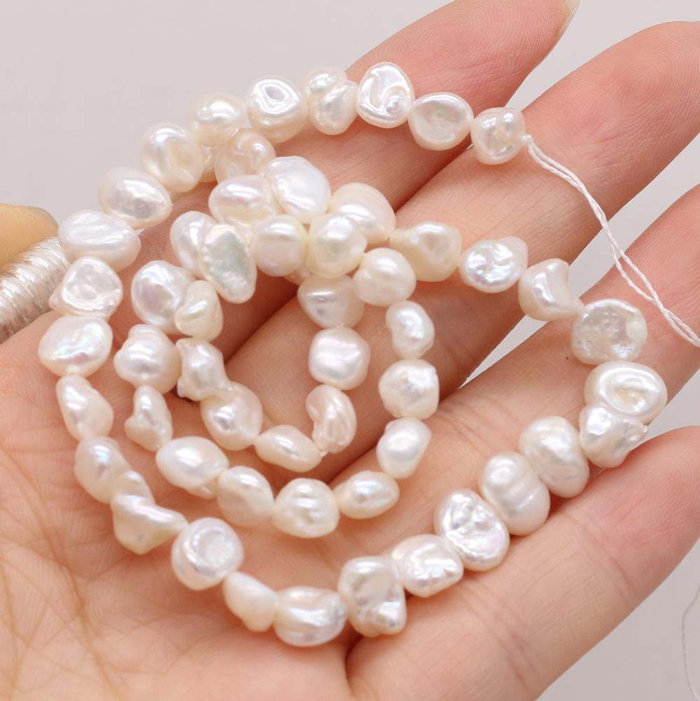 1String, 7-8mm White Natural Freshwater Pearls, Handmade Oblate Pearl Beads for Jewelry Making DIY Necklace Bracelet Accessories 36cm 1String/7-8mm-36cm белый