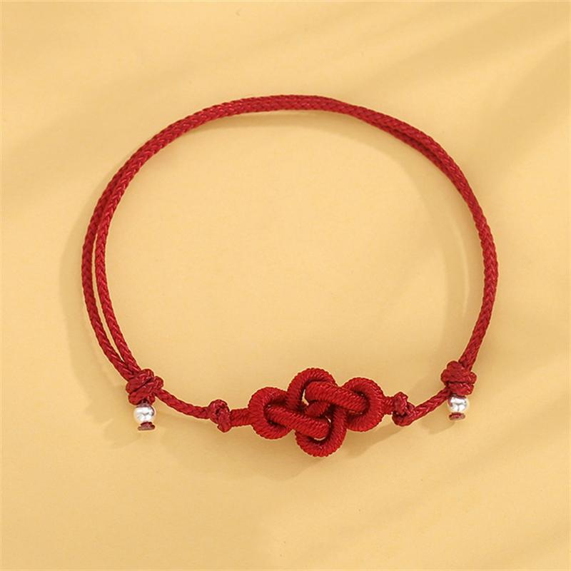 Elegant Lotus Good Luck Peace Woven Bracelet for Women Delicate Lovely Red Braided Rope Bracelet Party Jewelry Accessories
