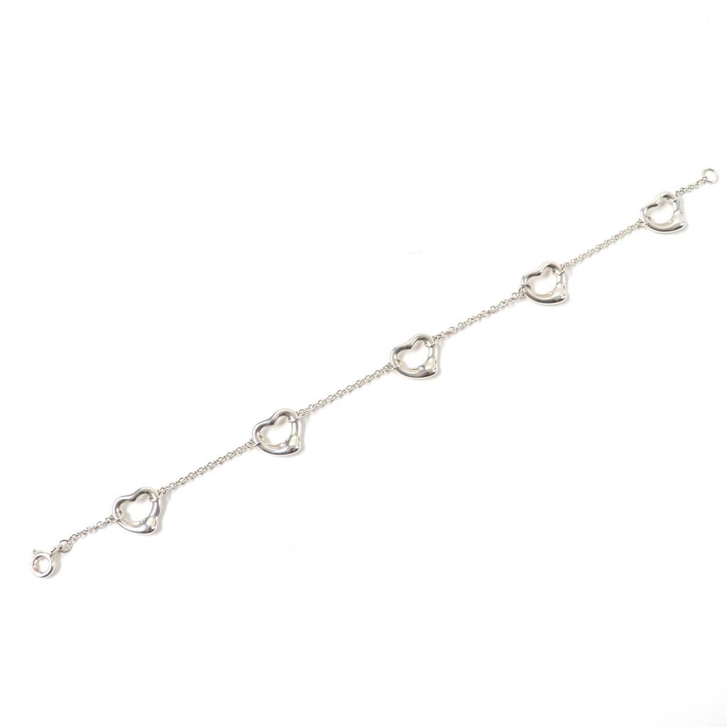 Great TIFFANY&Co. Bracelet Open Heart 5P Silver SV925 Women Used