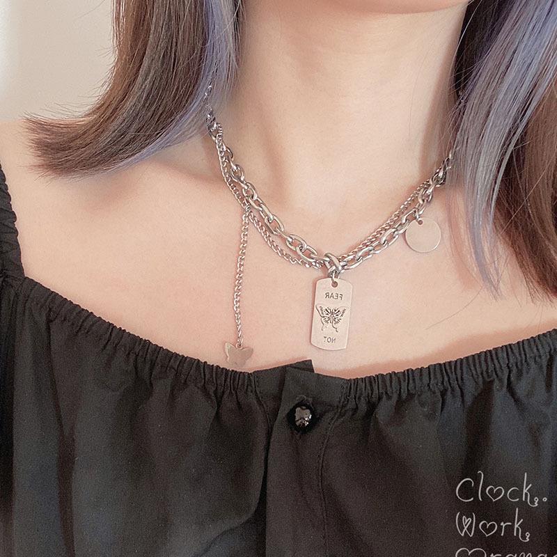 Women's Light Luxury Washable Titanium Steel Hip Hop Clavicle Necklace - Trendy Cold Style Sweater Chain Accessories