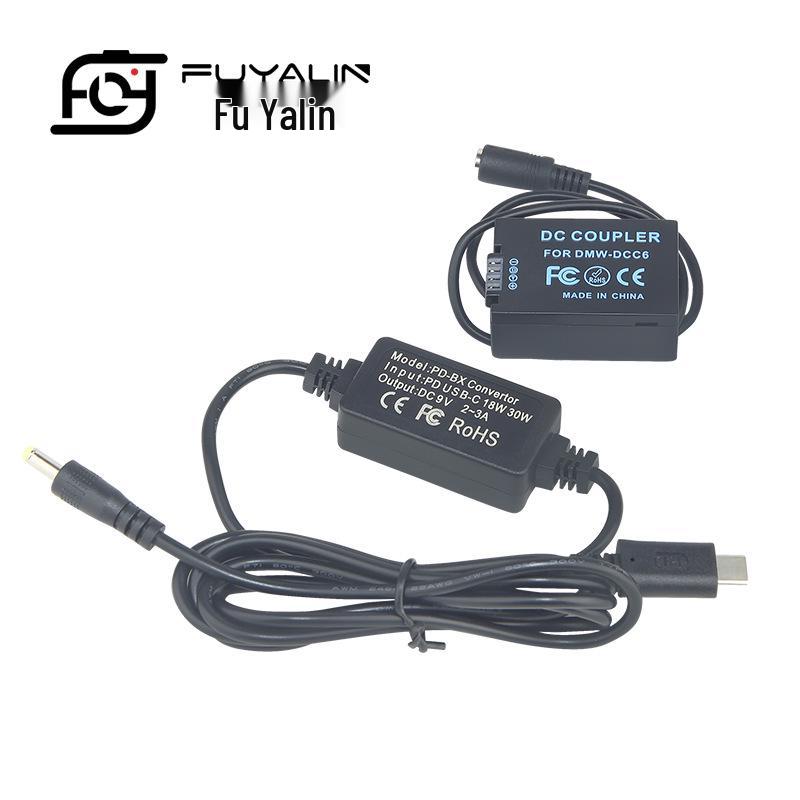 DCC6 PD/Type-C Adapter for Panasonic DMC-FZ45/FZ48/FZ62 with BMB9 Dummy Battery Compatibility.