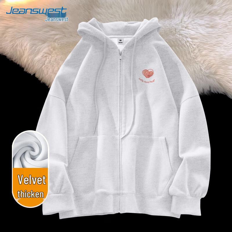 JEANSWEST 2025 Women's Fleece-Lined Zip-Up Hoodie