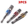 3pcs 1/4" 3/8" 1/2" Socket Adapter Set Nut Drive Drill Ratchet Extension Cordless Impact Wrench Hex Shank Bit Square Set Cordles