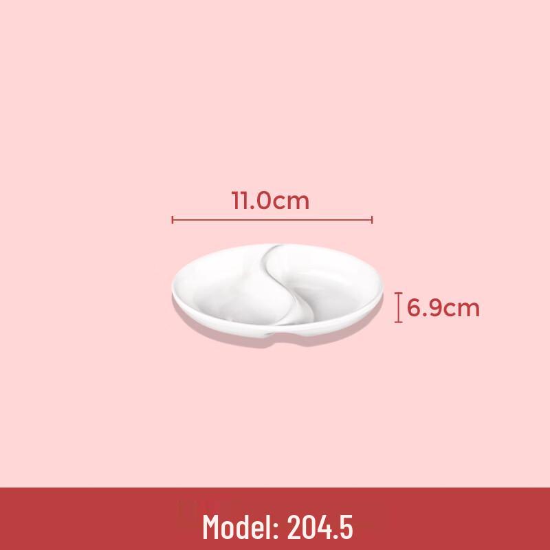 White Melamine Two-Compartment Dipping Dish