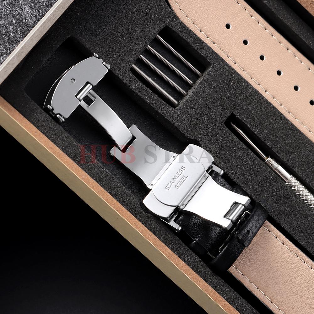 14mm 16mm 18mm 20mm 22mm 24mm Genuine Leather Watchband Watch Strap Butterfly Buckle for Men Women Business with Box Wrist Belt