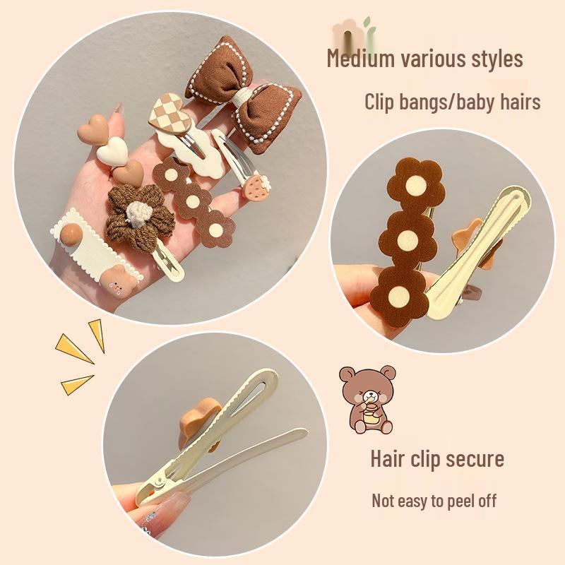 Children's Cute Plush Flower Hair Clips for Girls