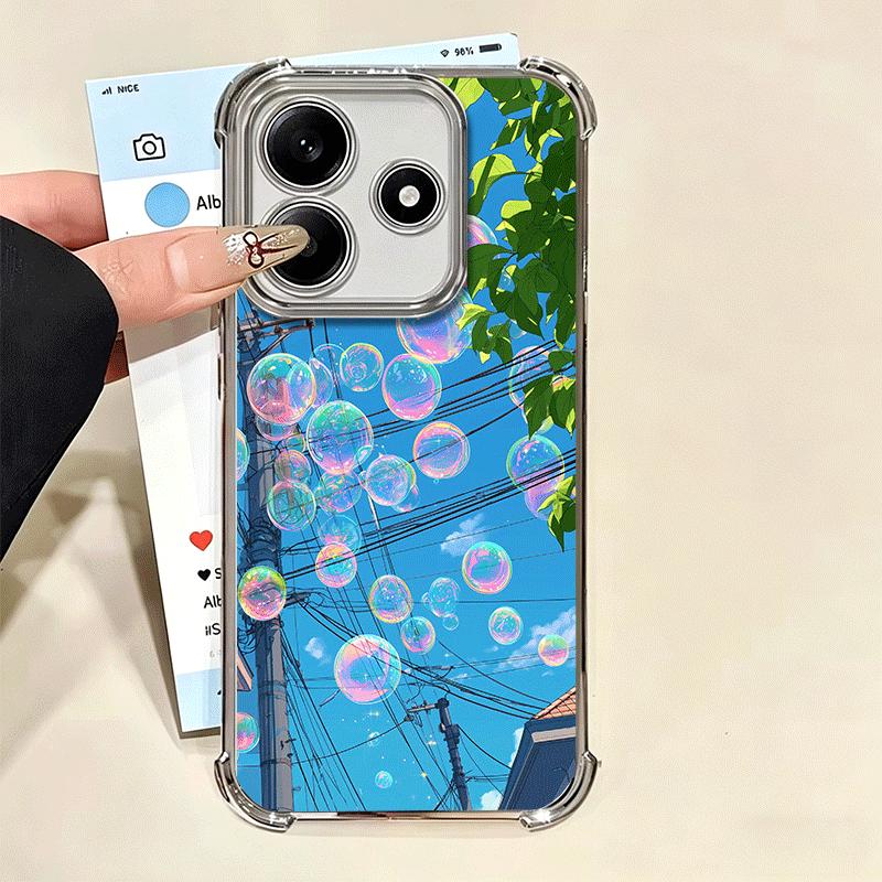 Anime Aesthetic Scenery Plating Phone Case For Xiaomi Redmi Note 14 15 Pro Plus 13 12 11 11S 11T 10 9S 9 5G Anti-Fall Airabag Co