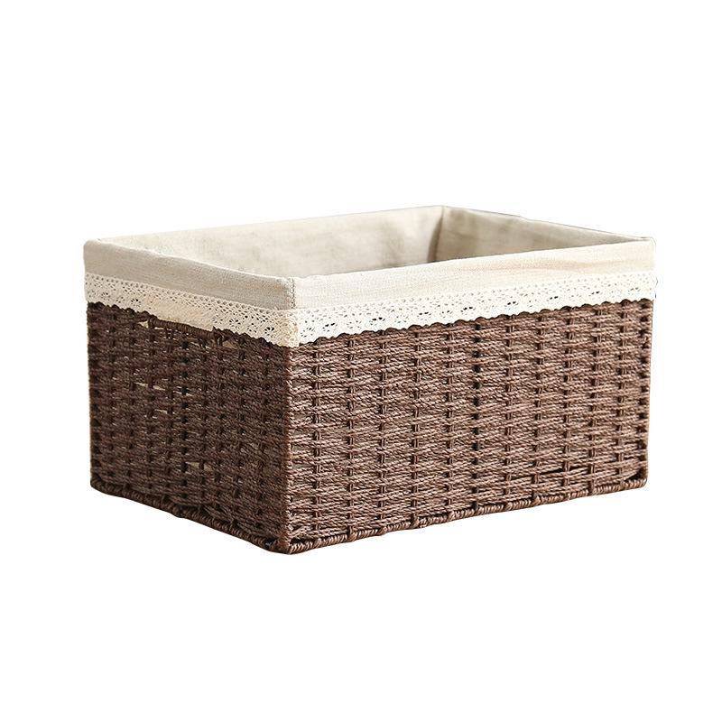 Cesta tejida de almacenamiento para escritorio para refrigerios, juguetes y artículos diversos