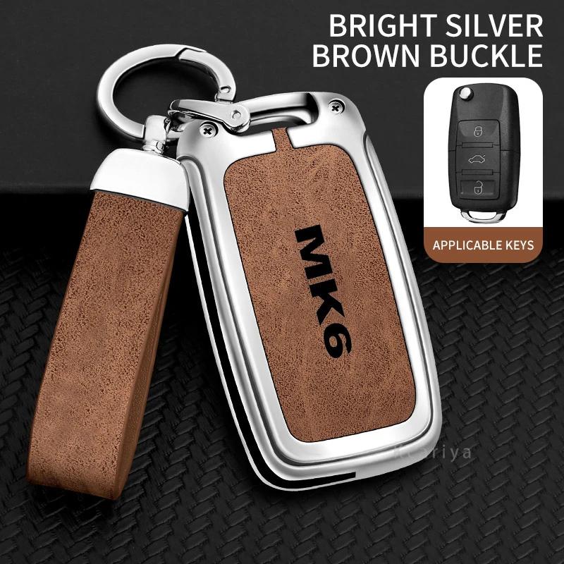 Auto TPU Zinc Alloy Key Case Bag For VW Volkswagen GOLF 6 MK6 Car Key Chain Car Metal Key Shell Interior Decoration Accessories
