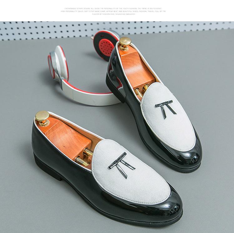 Men's British Style Slip-On Leather Loafers: Plus Size, Color Block, Pointed Toe, Bow Detail, Formal & Casual.