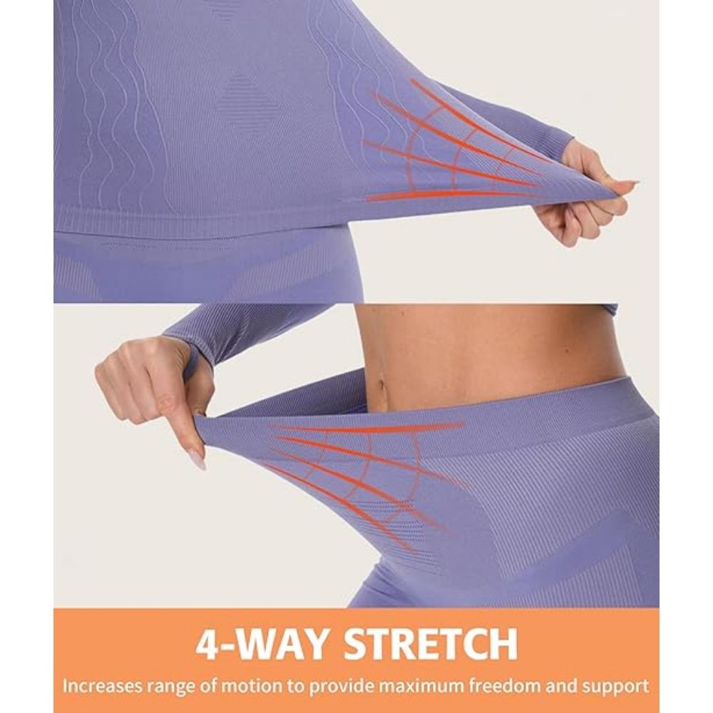CHARMLEAKS Quarter Zip Thermal Underwear Set for Women Long Sleeve Ski Base Layers for Women for Cold Weather