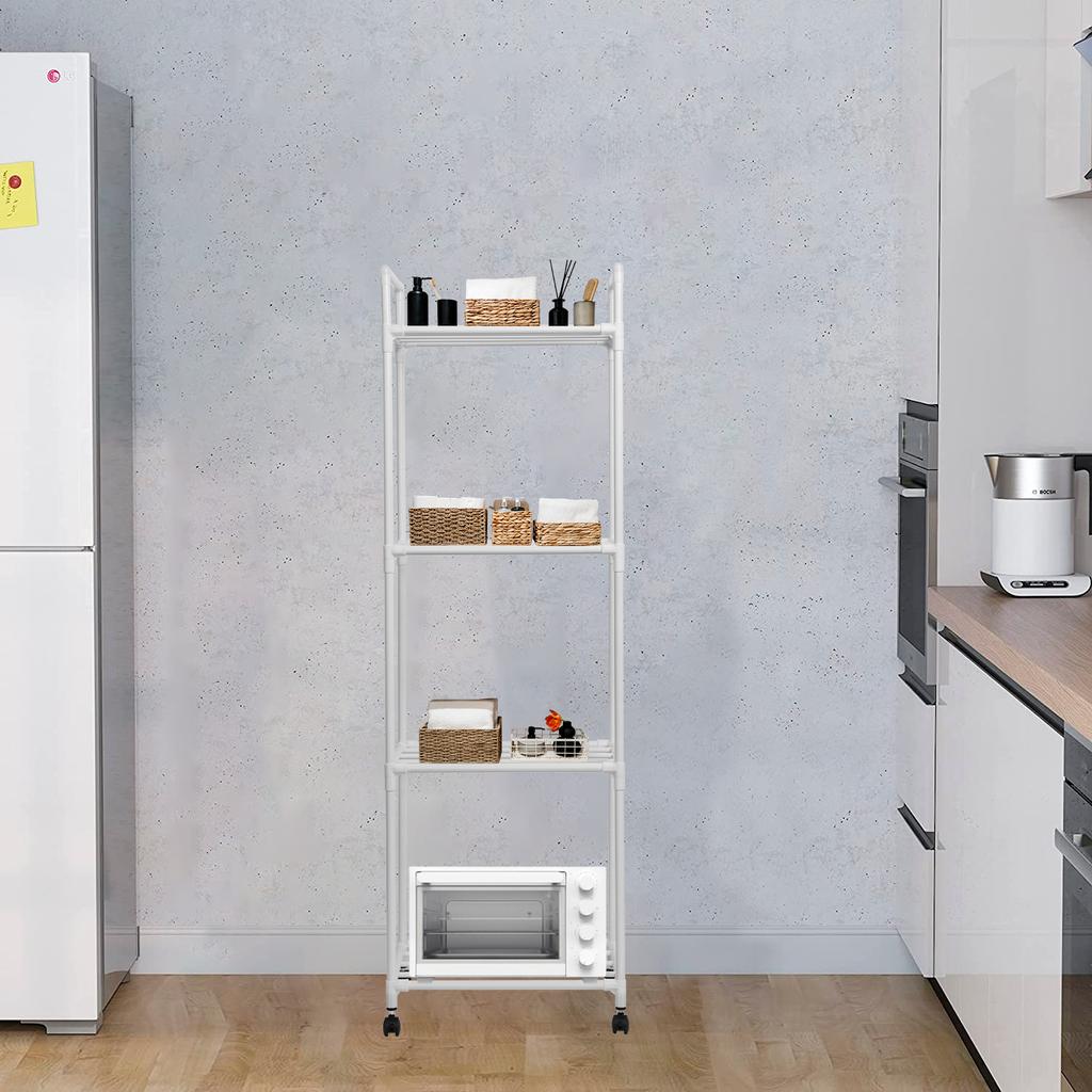 4/5-Layers Kitchen Rolling Storage Rack Movable Multipurpose Trolley Household Organizer Shelf for Bathroom Bedroom Living Room