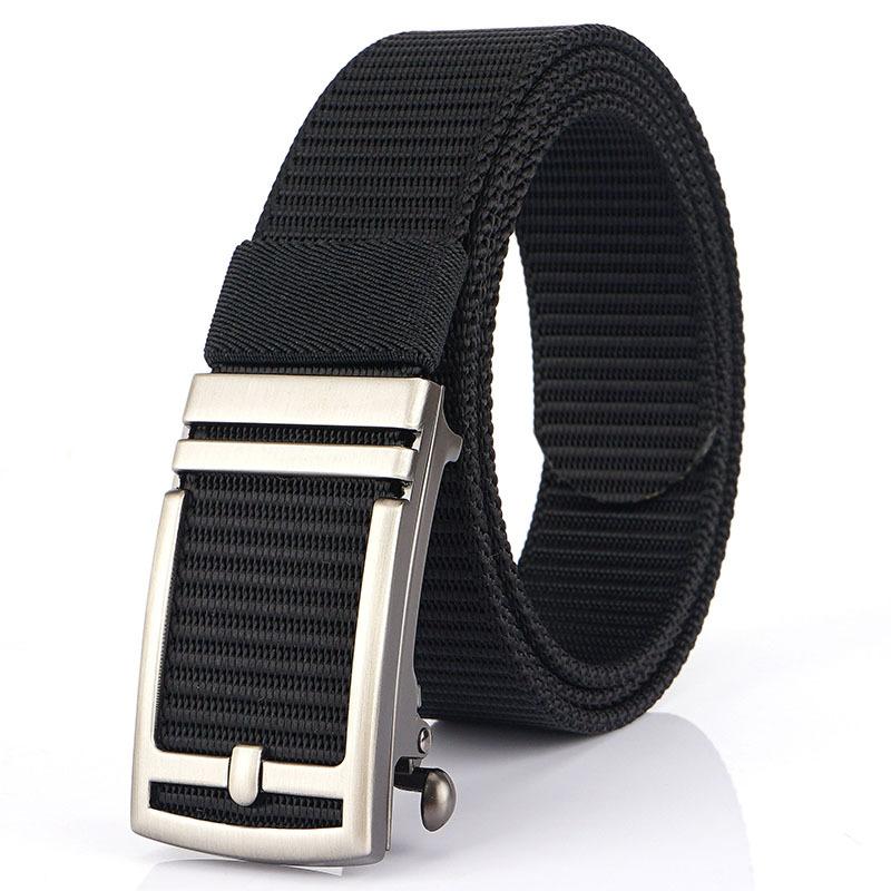 New Men'S Commuting Belt With Automatic Buckle Nylon Waistband, Outdoor Leisure Versatile Double-Layer Thick Belt