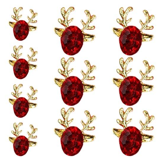 10Pcs Christmas Nail Manicure Rhinestone Xmas Cartoon Design Elk Bells Christmas Tree Alloy Rhinestones Nail Accessories