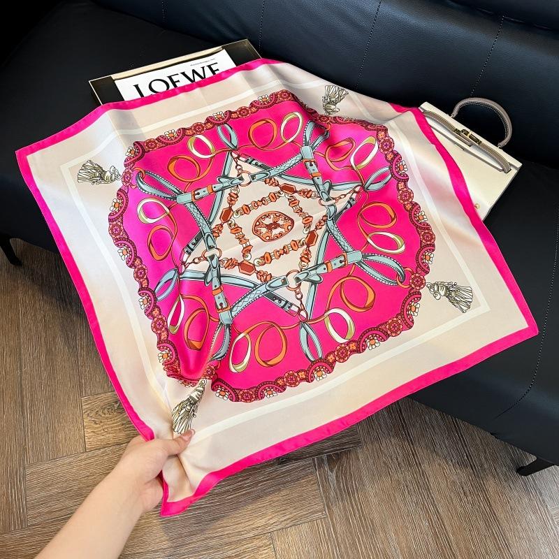 Silk scarf 71 * 71 imitation silk square scarf Korean atmosphere neck silk scarf flower pattern flower polka dot scarf