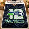 Flannel BlanketSeattle Seahawks Custom Name Text Personalized Soft Warm Throw Blanket Home Decor Gift