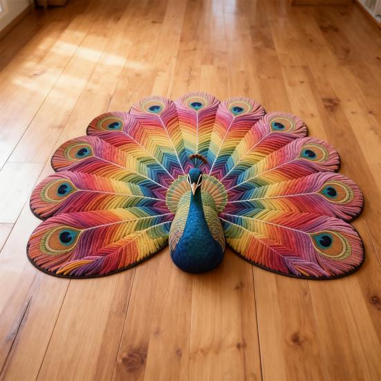 Peacock Floor Mat 3D Realistic Pattern Bathroom Mat Quick Dry Floor