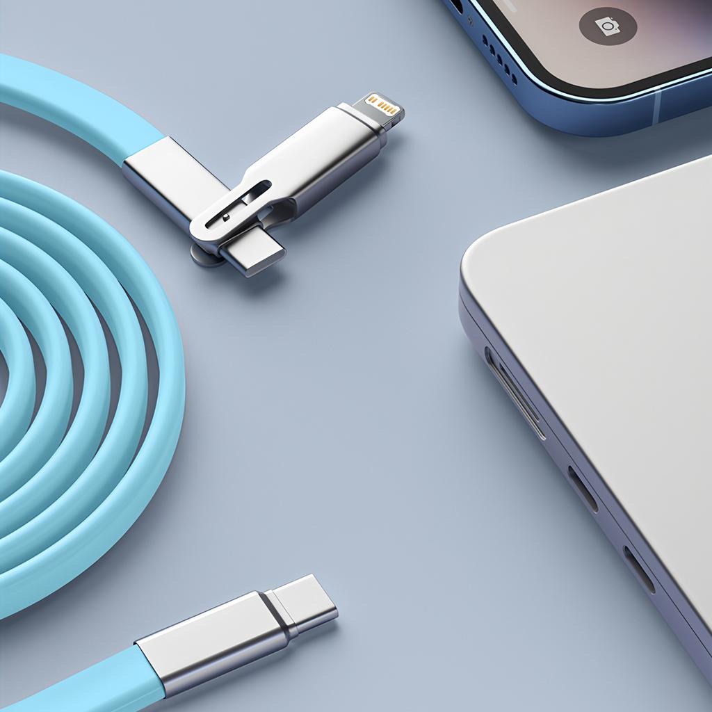 240W PD 4-in-1 Multi Charging Cable USB C Fast Data Sync Wire Compatible With All Smart Phones