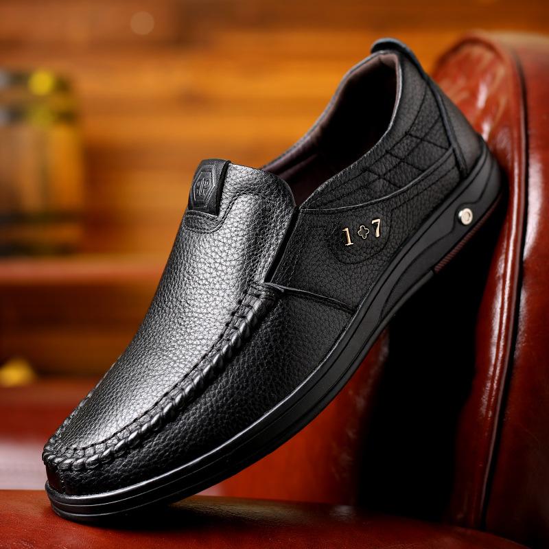 Cowhide men's shoes 2025 autumn leather shoes men's low-top casual shoes men's single shoes genuine leather large size 45 46 foreign trade shoes