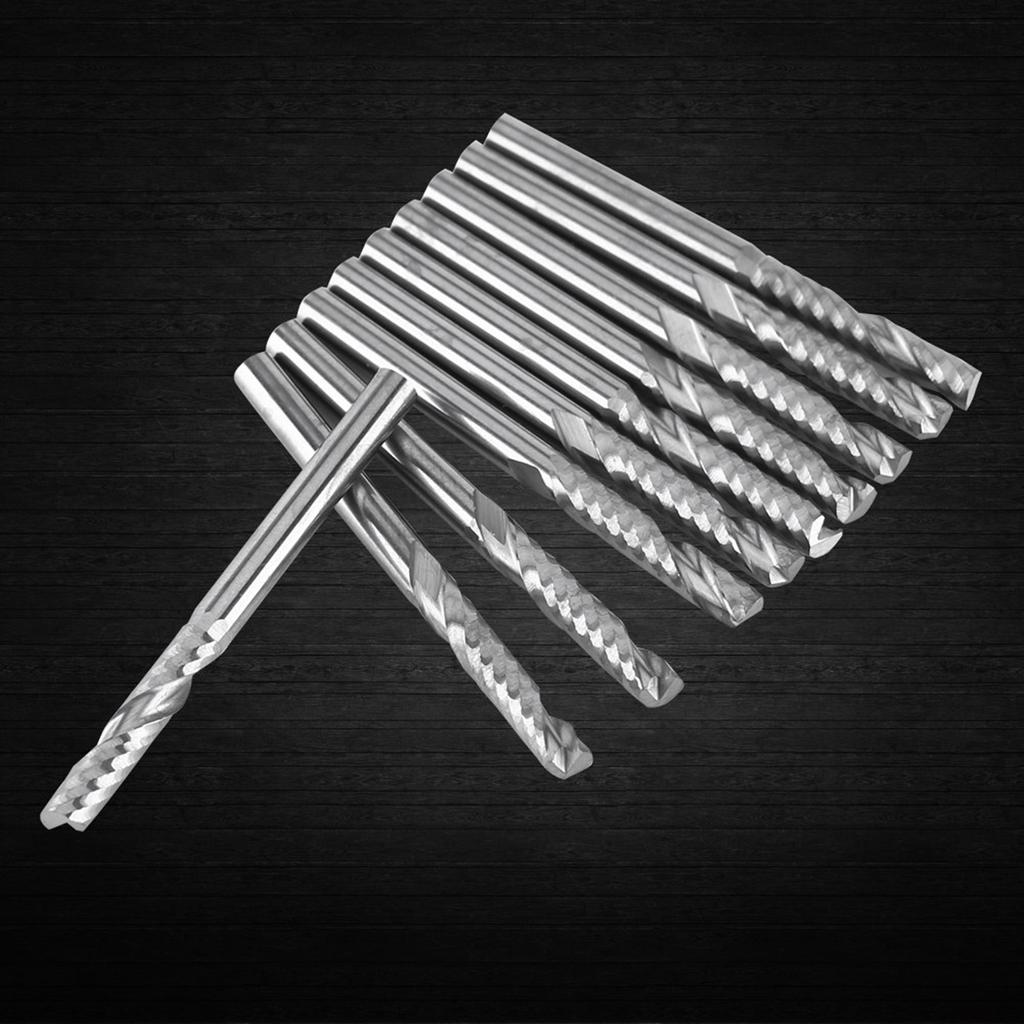10pcs Tungsten Carbide Spiral End Mills Single Flute Milling Cutter CNC Router Bits 4mm Shank