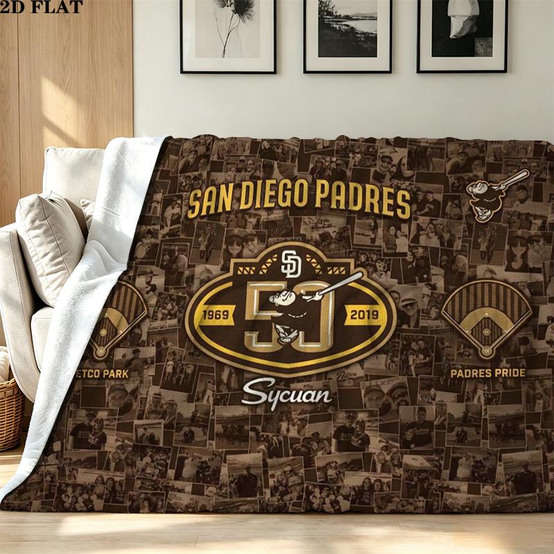 San Diego Padres Print Flannel Blanket High Quality Warm Comfortable Cover for All Seasons Perfect for Gifts Home Decor