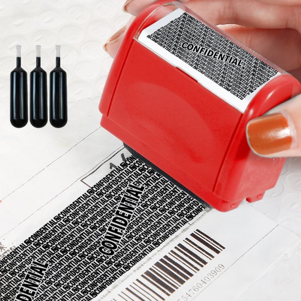 Leakproof Identity Theft Protection Roller Stamp Portable Roller Stamp Manual Roller Stamp Garbled Chapter Ink Refill