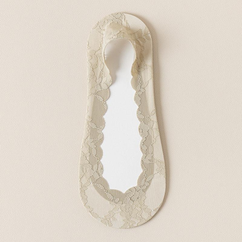 5 Pairs of Women's Spring Summer Thin Cotton Sole Lace Non Slip Boat Socks