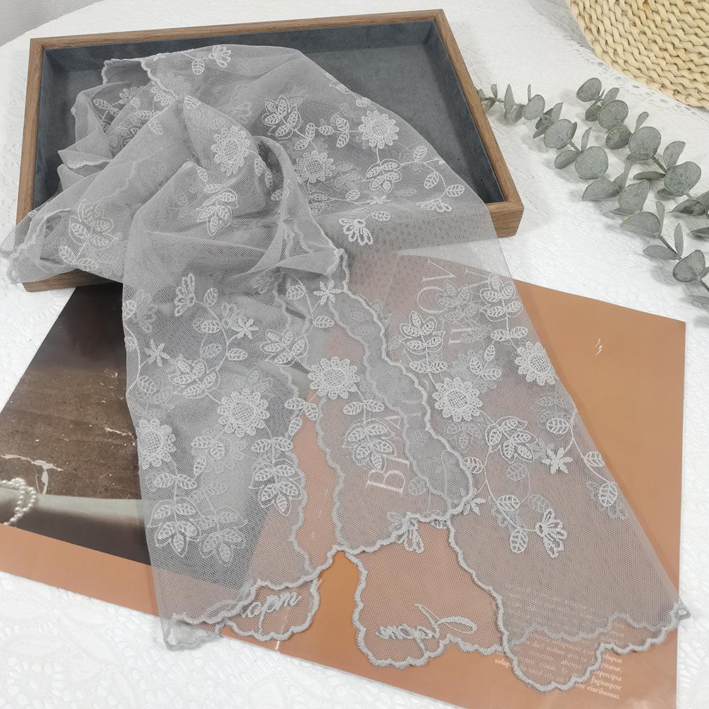 Lace Sunflower Silk Scarf Fairy Temperament Headband Summer Thin Versatile Multi-purpose Lace-up Scarf Ribbon Trend Scarf